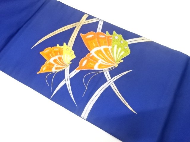 JAPANESE KIMONO / ANTIQUE BUTTERFLY PATTERN WOVEN FUKURO OBI (MATERIAL